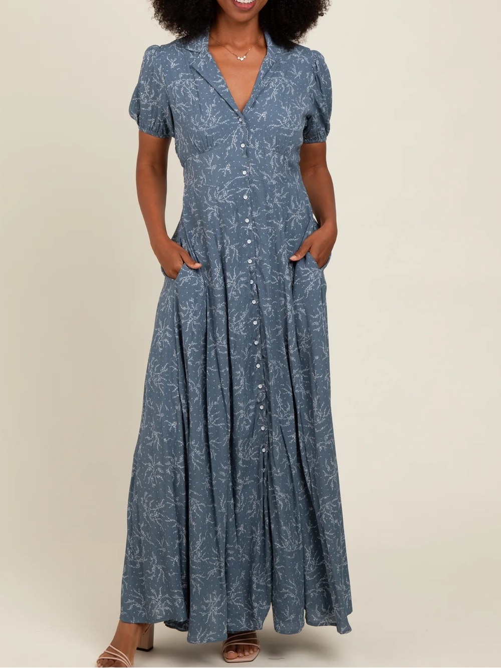In Loom Boutique Floral Button Front Maxi Dress - S